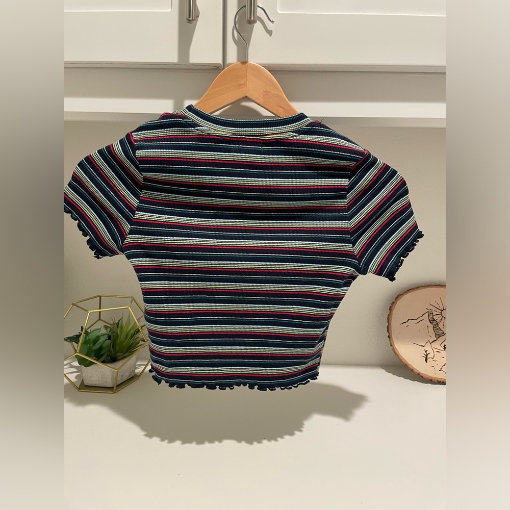 BP Striped Ruffled Crop Top - Picture 2 of 5